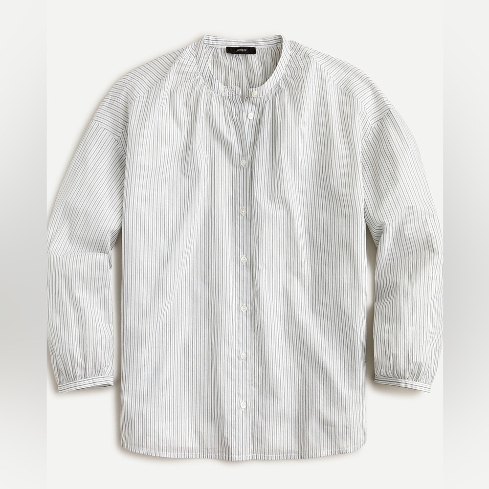 J.Crew Cotton-voile button-front top in double stripe Size Medium